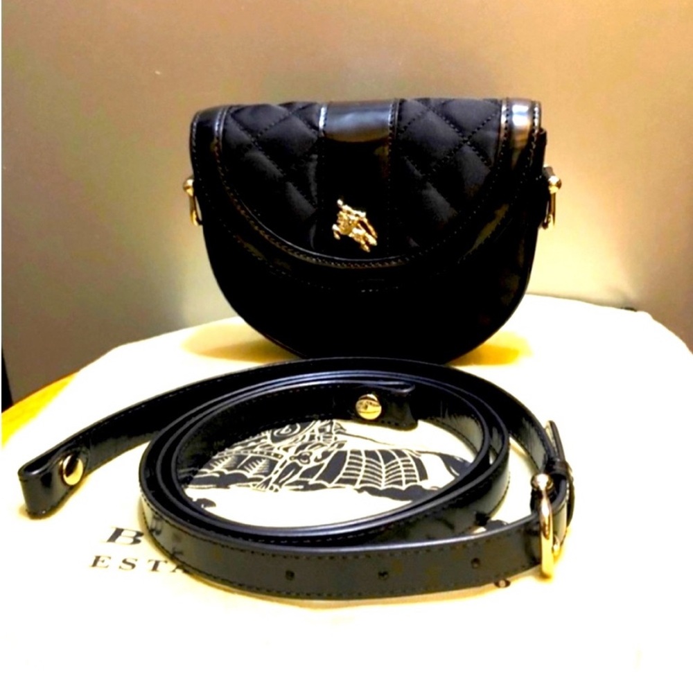 Authentic Burberry Black Quilted Crossbody Bag